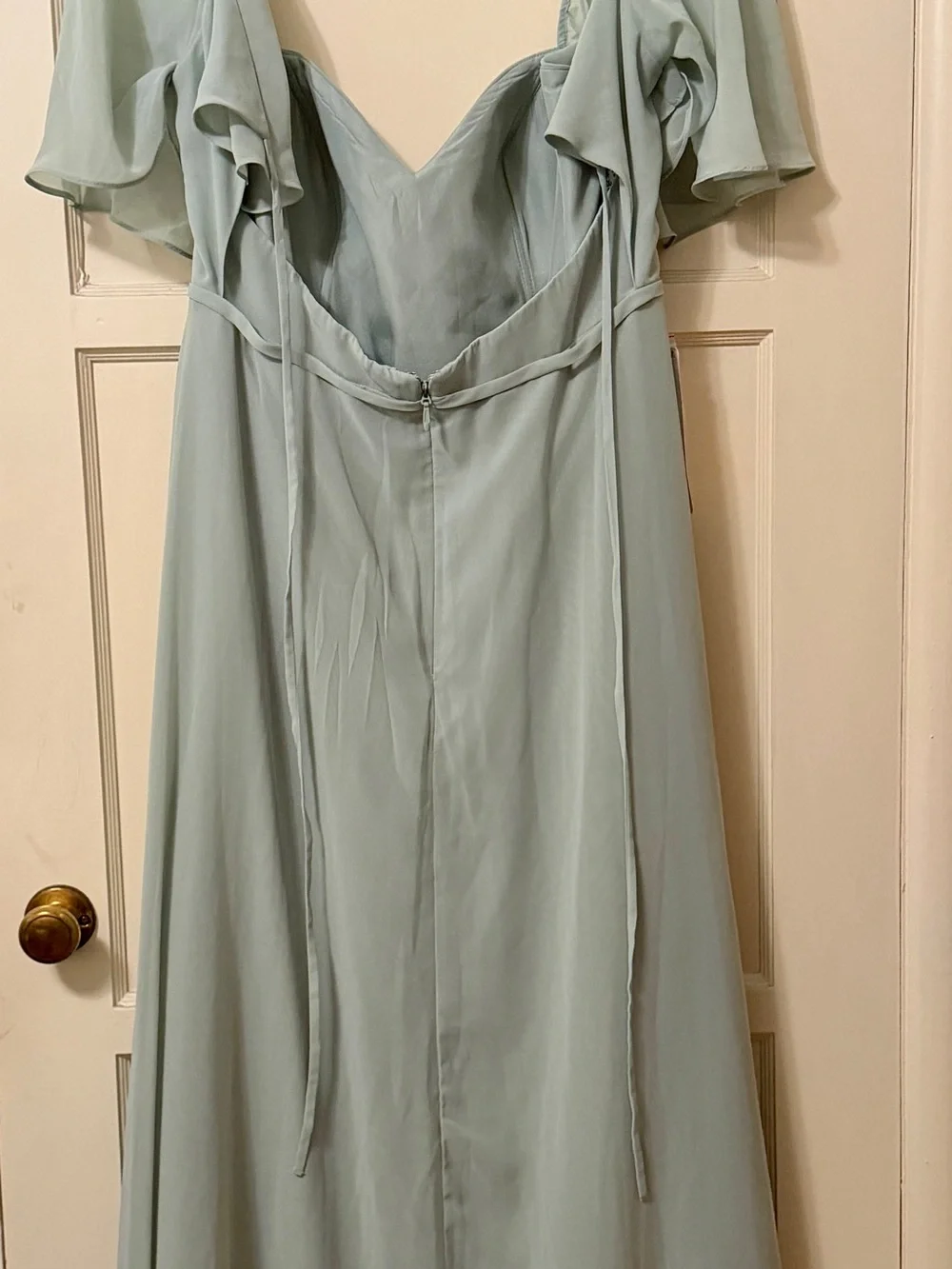 Azazie Chloe Sage Green Bridesmaid Dress with Flutter Sleeves